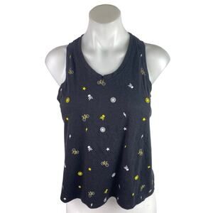 Soulcycle Women's Black Knit Sleeveless Embroidered Cropped Tank Top Size M